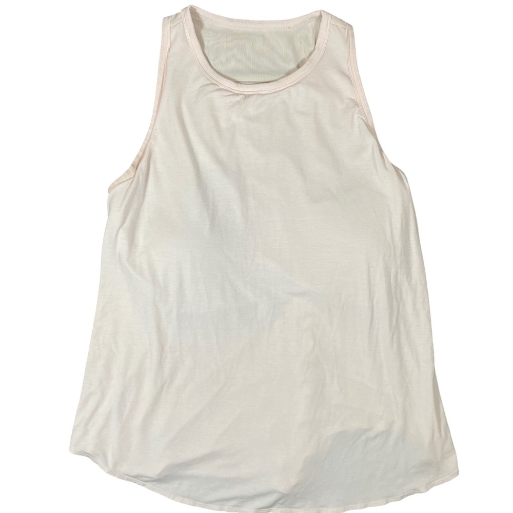 SheBird Size 7 Women's Light Pink Pleated Back Tank Top Built-in Bra Modal Blend